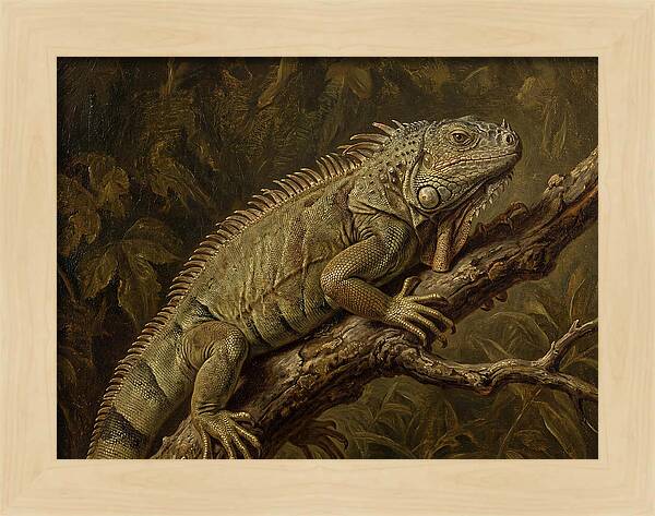 Iguana Perched On Branch