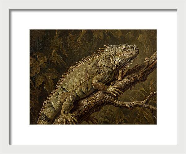 Iguana Perched On Branch