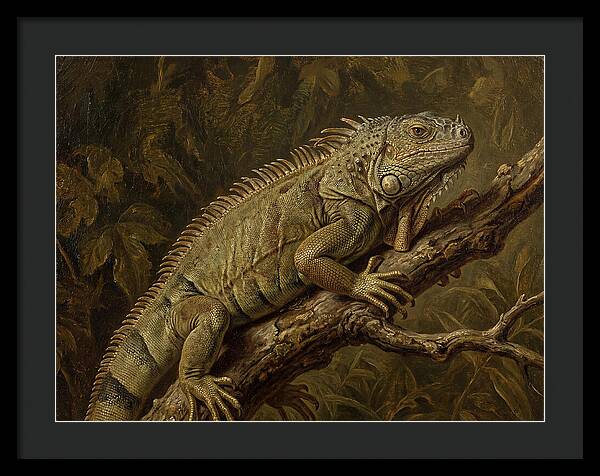 Iguana Perched On Branch