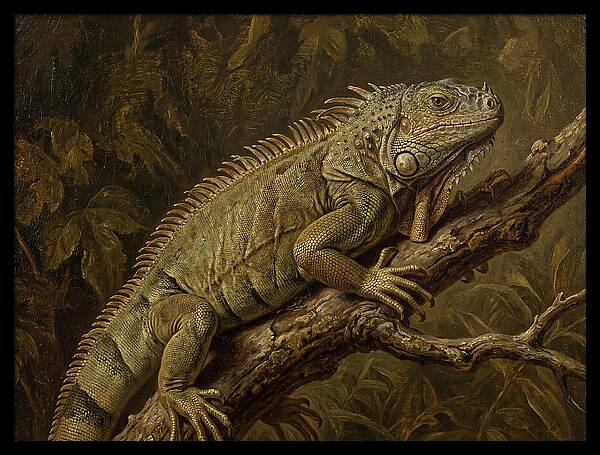 Iguana Perched On Branch