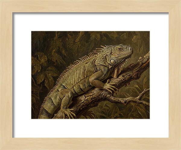 Iguana Perched On Branch