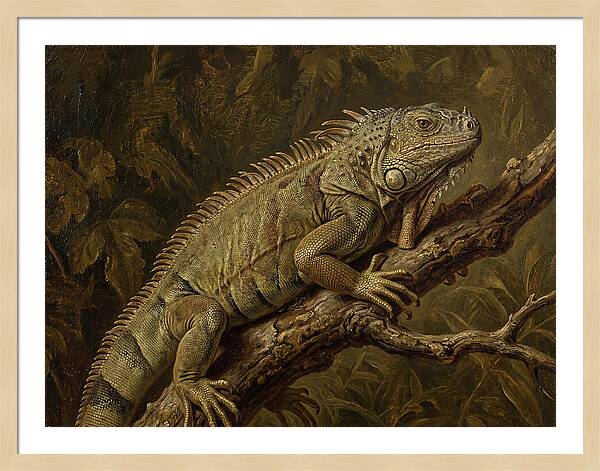 Iguana Perched On Branch