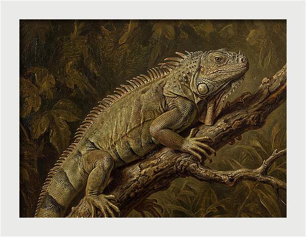 Iguana Perched On Branch