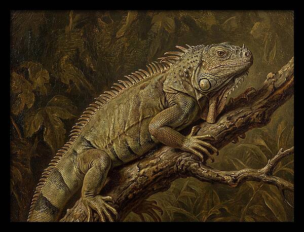Iguana Perched On Branch