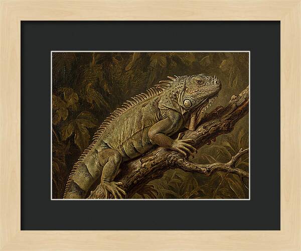 Iguana Perched On Branch