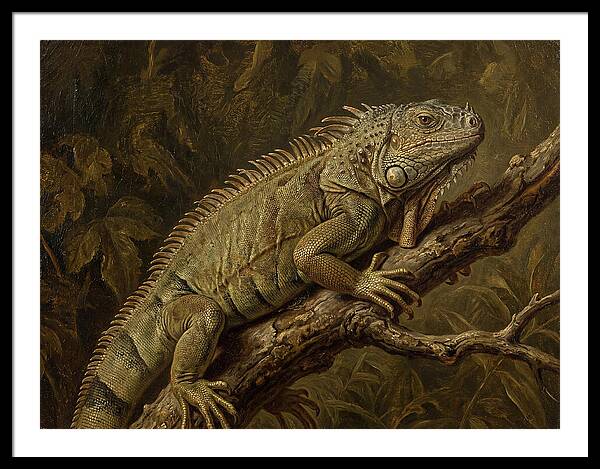 Iguana Perched On Branch