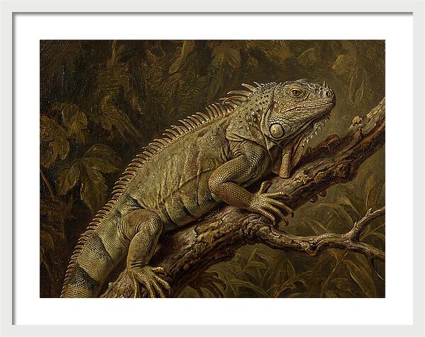 Iguana Perched On Branch