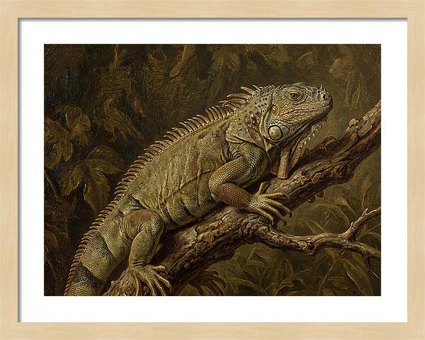 Iguana Perched On Branch