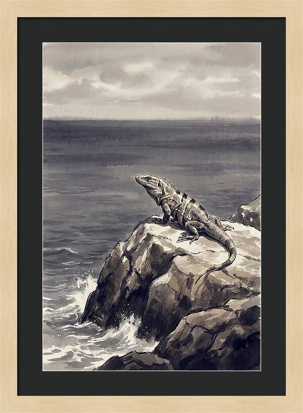 Iguana Sunning On Tropical Rock