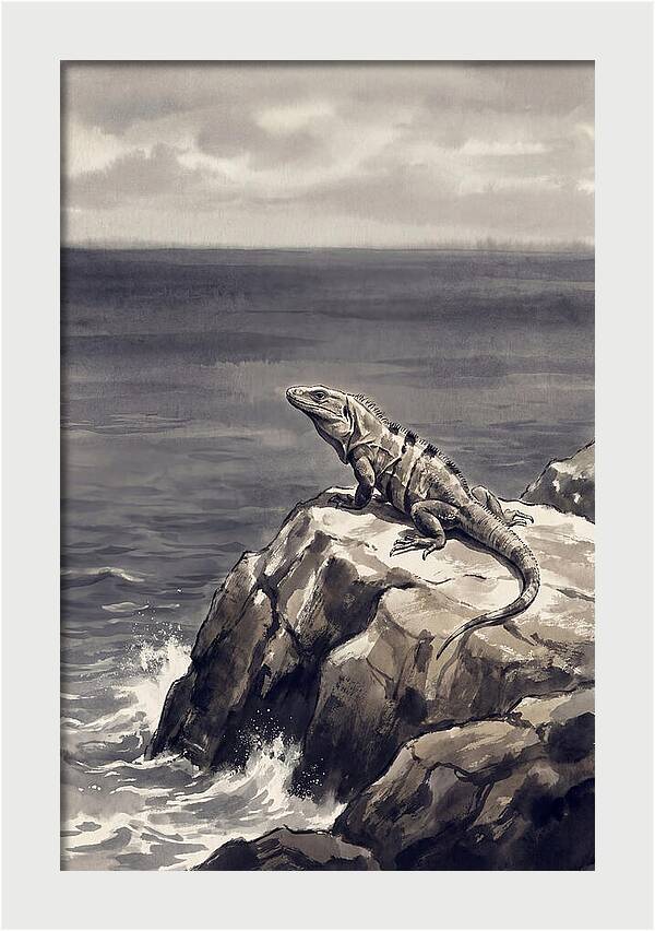 Iguana Sunning On Tropical Rock