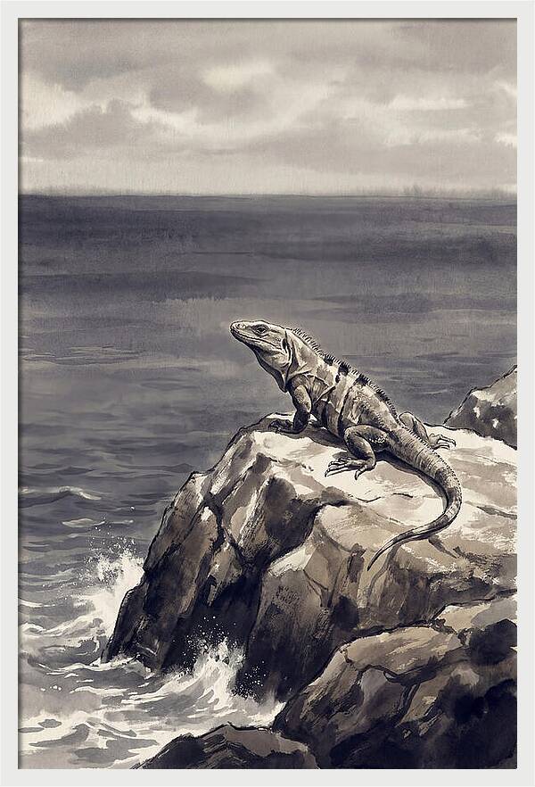 Iguana Sunning On Tropical Rock