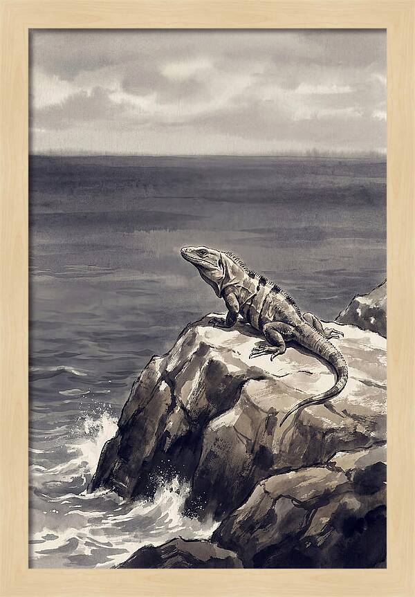 Iguana Sunning On Tropical Rock