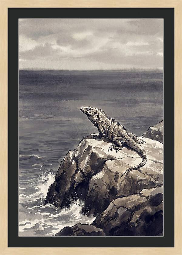 Iguana Sunning On Tropical Rock