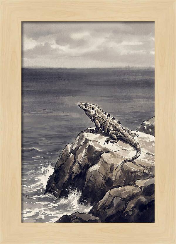 Iguana Sunning On Tropical Rock