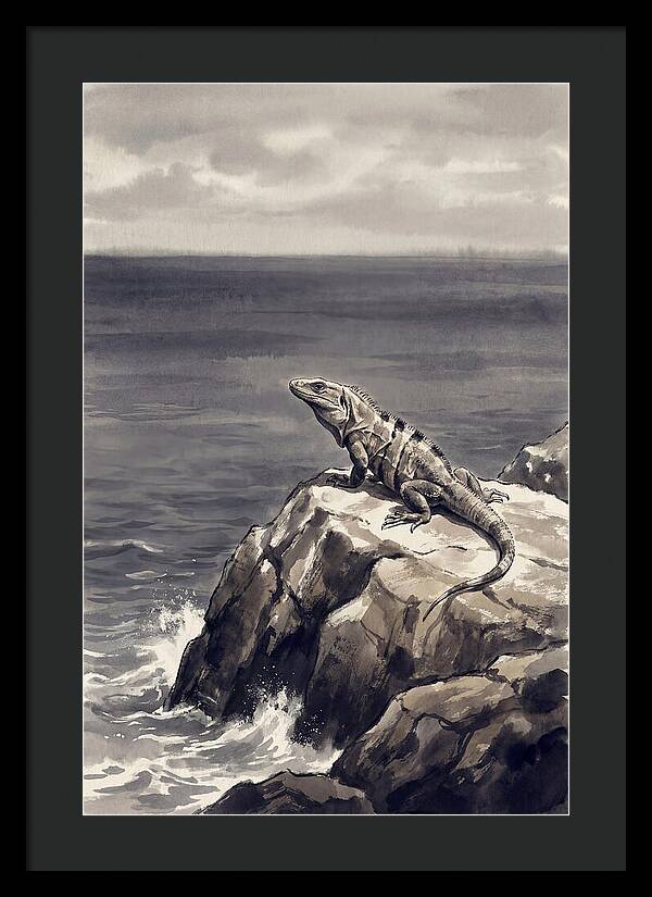 Iguana Sunning On Tropical Rock
