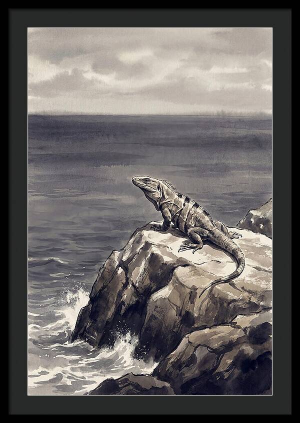 Iguana Sunning On Tropical Rock