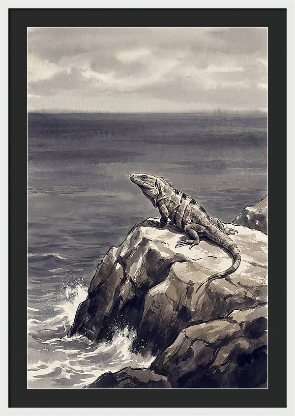 Iguana Sunning On Tropical Rock