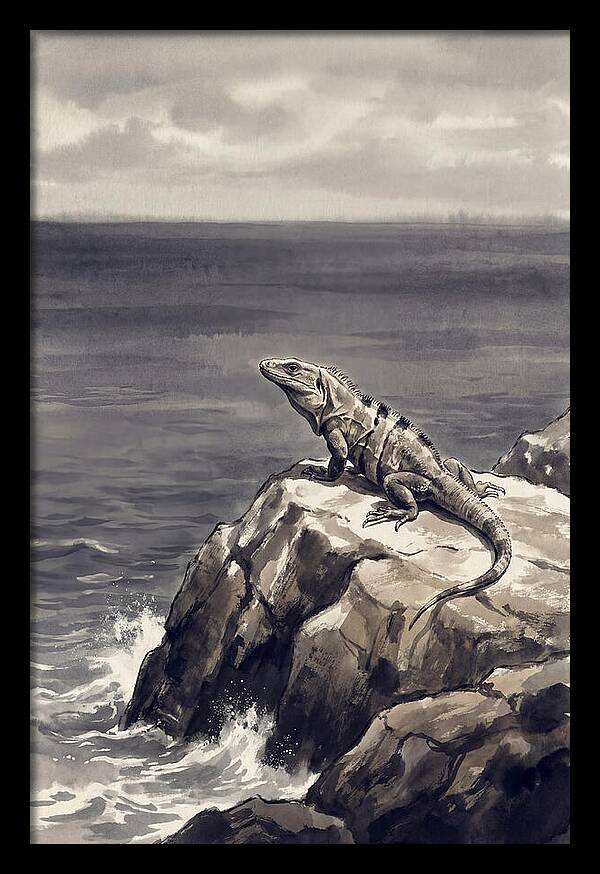 Iguana Sunning On Tropical Rock