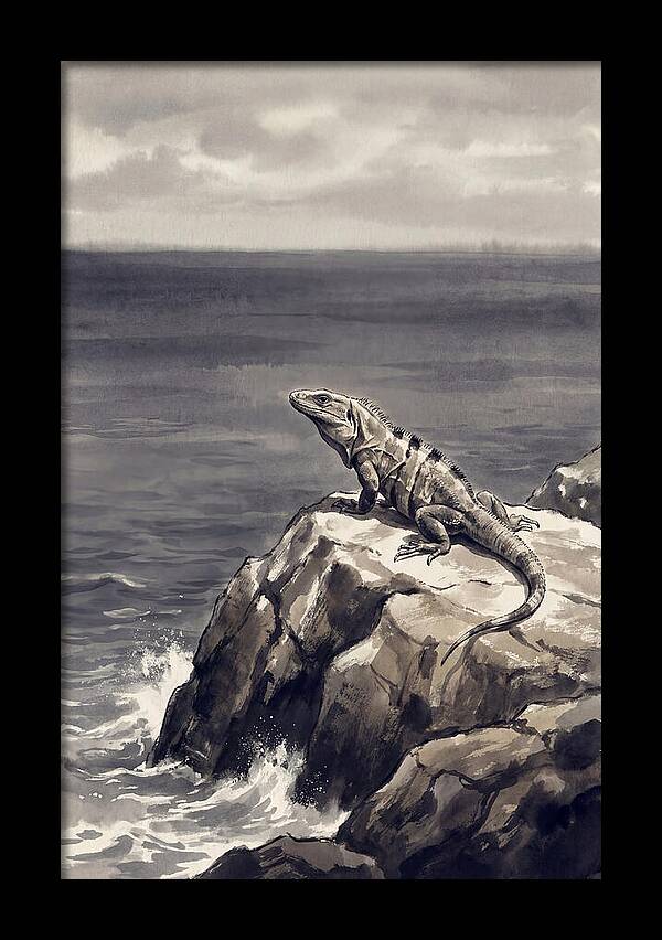 Iguana Sunning On Tropical Rock