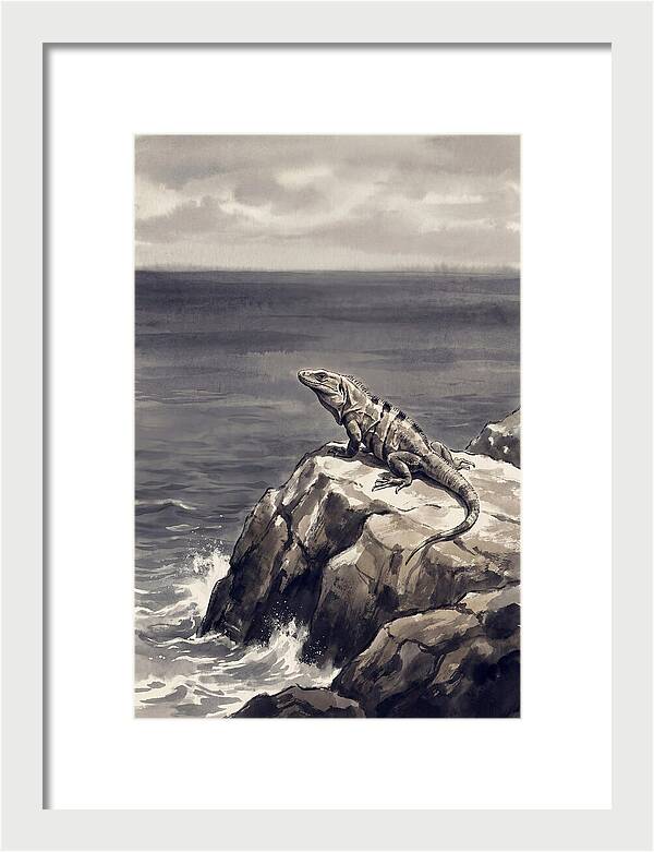 Iguana Sunning On Tropical Rock