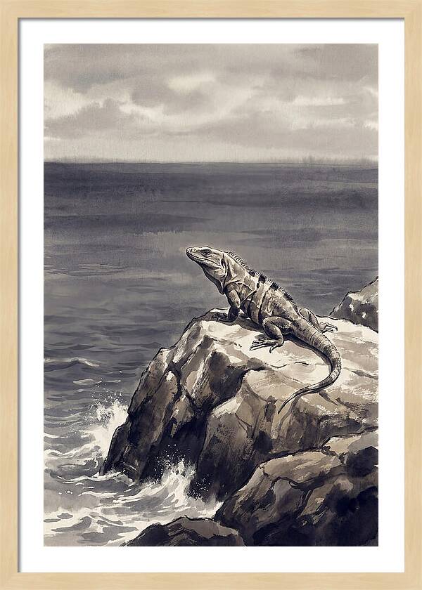 Iguana Sunning On Tropical Rock