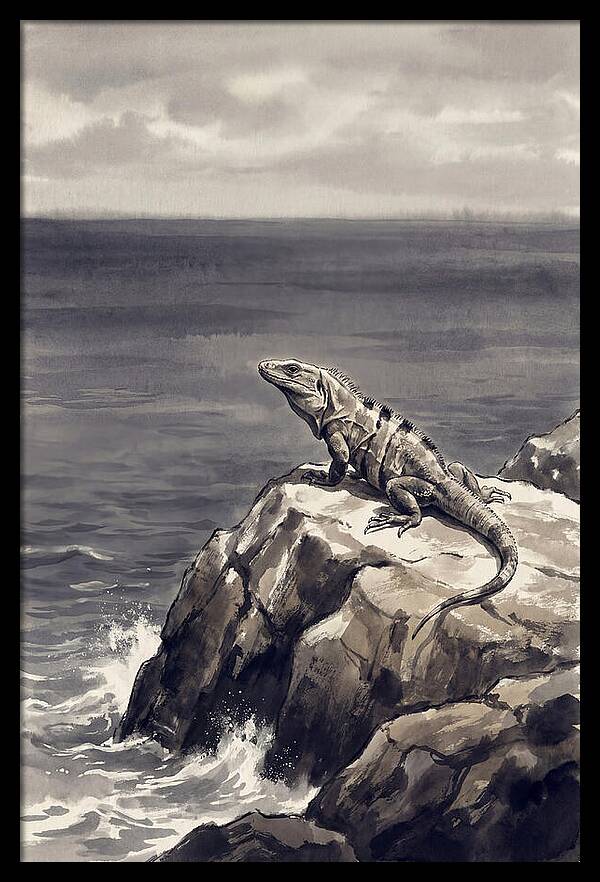 Iguana Sunning On Tropical Rock