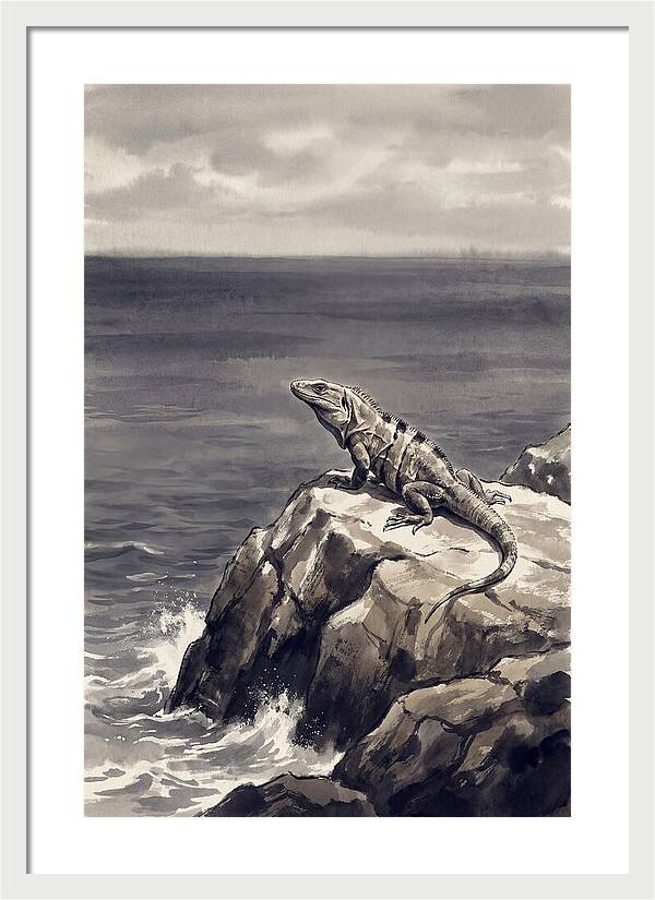 Iguana Sunning On Tropical Rock