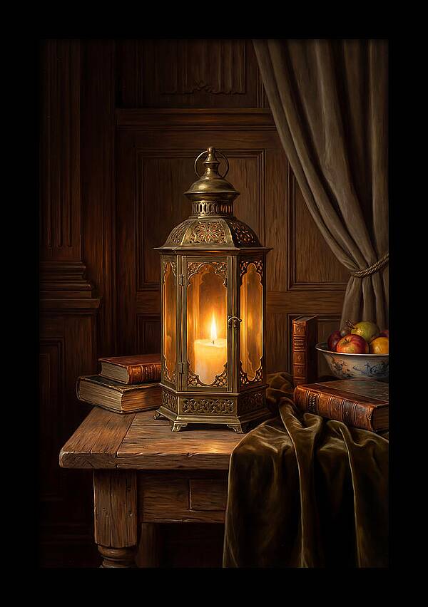 Illuminated Lantern In A Cozy Setting