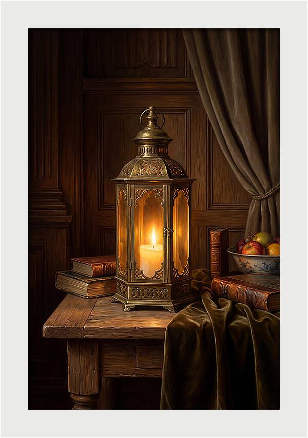 Illuminated Lantern In A Cozy Setting