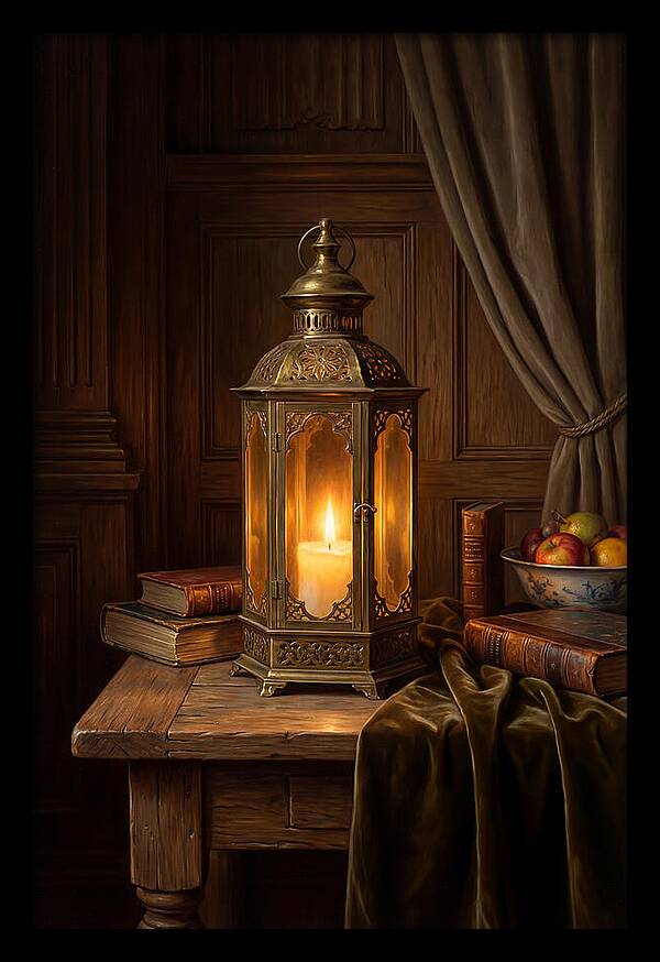 Illuminated Lantern In A Cozy Setting