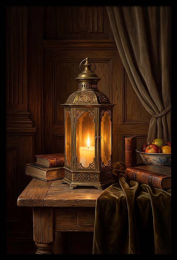 Illuminated Lantern In A Cozy Setting