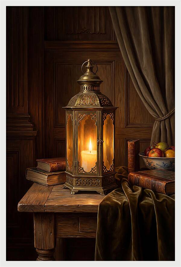 Illuminated Lantern In A Cozy Setting
