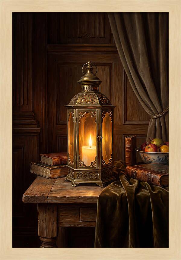Illuminated Lantern In A Cozy Setting