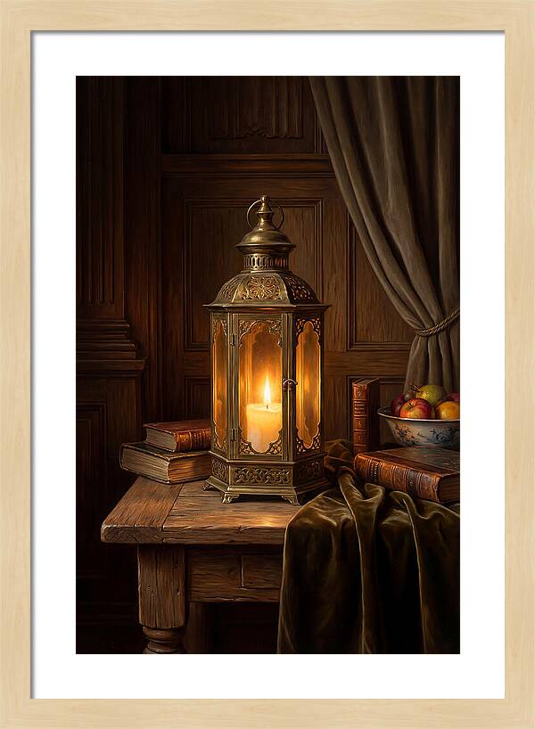 Illuminated Lantern In A Cozy Setting