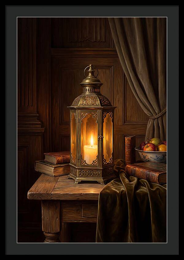 Illuminated Lantern In A Cozy Setting