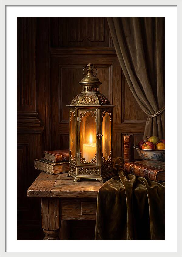 Illuminated Lantern In A Cozy Setting