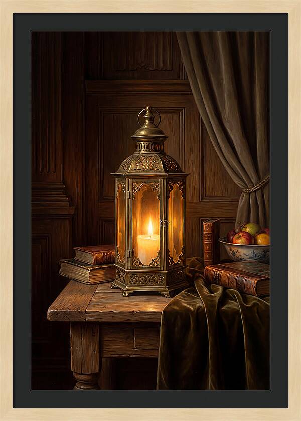 Illuminated Lantern In A Cozy Setting