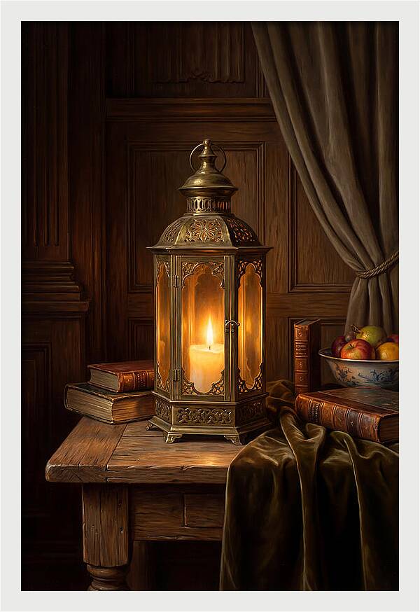 Illuminated Lantern In A Cozy Setting