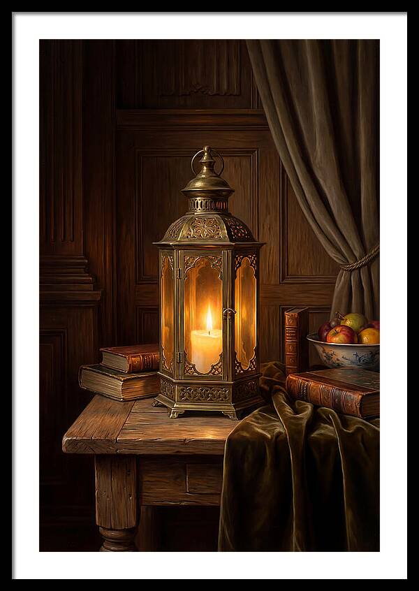 Illuminated Lantern In A Cozy Setting