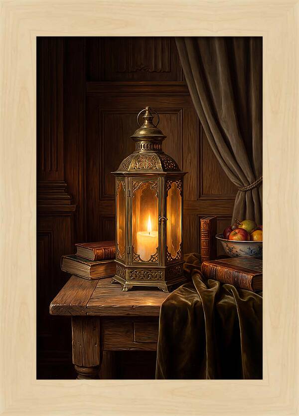 Illuminated Lantern In A Cozy Setting