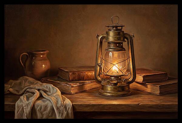 Illuminated Lantern Still Life