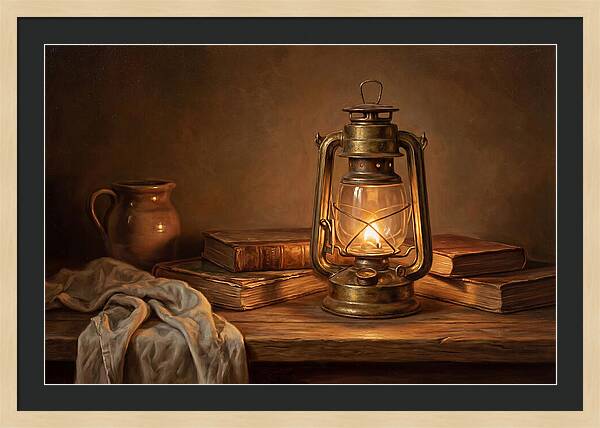 Illuminated Lantern Still Life