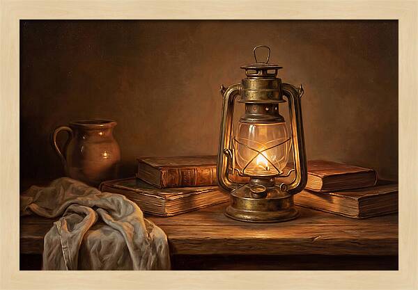 Illuminated Lantern Still Life
