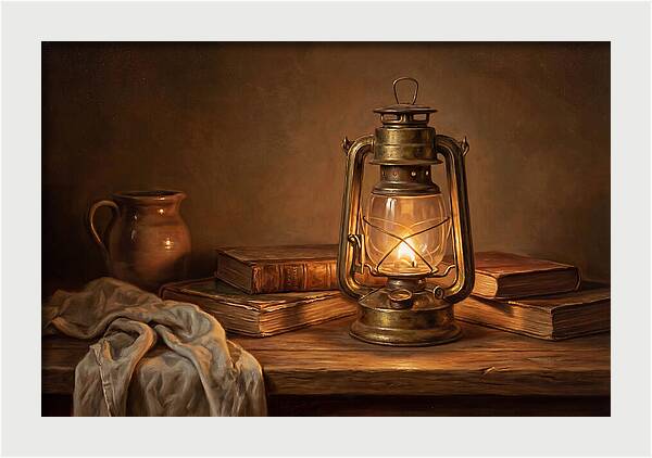 Illuminated Lantern Still Life