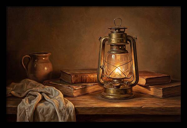 Illuminated Lantern Still Life