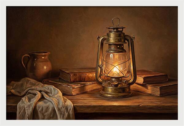Illuminated Lantern Still Life