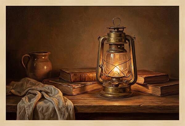 Illuminated Lantern Still Life