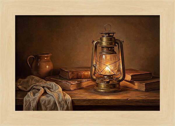Illuminated Lantern Still Life