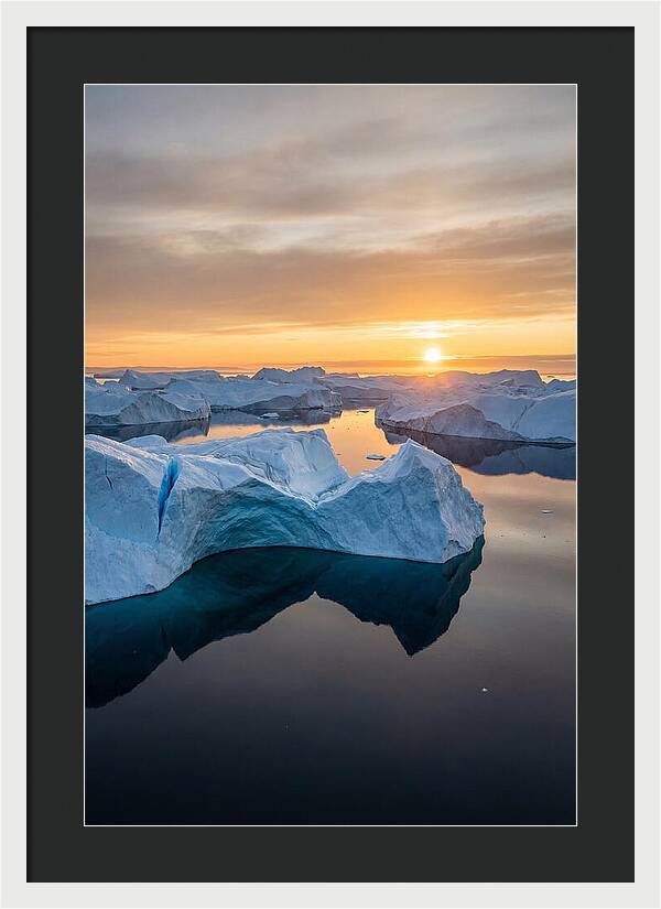 Ilulissat Icefjord At Midnight Sun