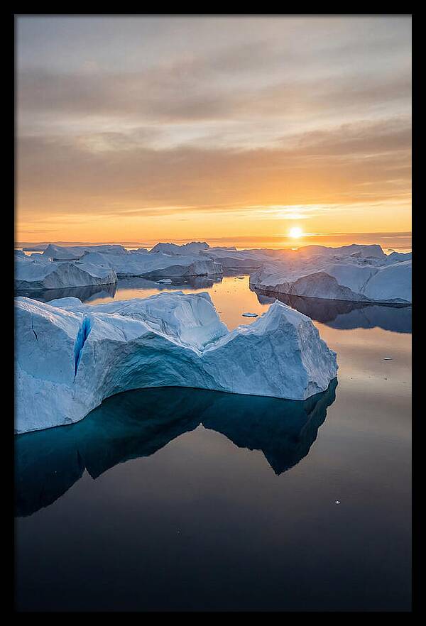 Ilulissat Icefjord At Midnight Sun